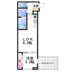 高石市千代田2丁目アパート 1LDKの間取図画像