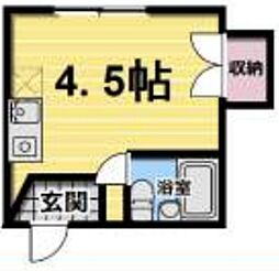 クオリアビル 3階ワンルームの間取り