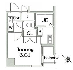 グランヴァン水天宮 1Kの間取図画像