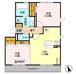 レセンテ小仲台 2LDKの間取図画像
