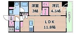 Urbanex南森町ウエスト 2LDKの間取図画像