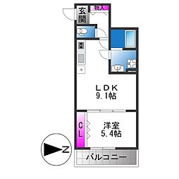 ロイヤルハイツ俊徳道 1LDKの間取図画像