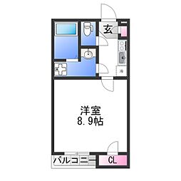 グロッケンバルト 1Kの間取図画像