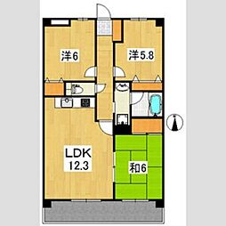 ベルウッド弐番館 3階3LDKの間取り