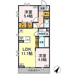 アニバーサリー 2LDKの間取図画像