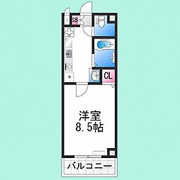 プリヴェ2号館 1Kの間取図画像