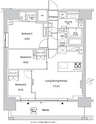 ザ・パークハビオ目白タワー 18階3LDKの間取り