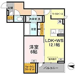 ソレイユ・イースト 1LDKの間取図画像