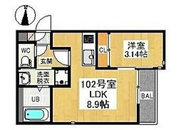 フォンティーナ越谷レイクタウン 1LDKの間取図画像