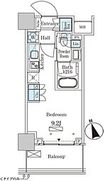 パークアクシス大塚ステーションゲートタワー 18階ワンルームの間取り