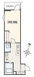 MELLAS西浦和V 1Kの間取図画像
