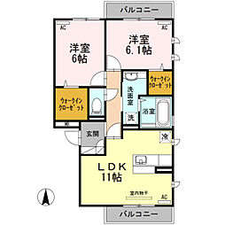 アルページュ大森A 2LDKの間取図画像