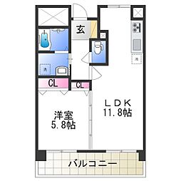 ベルフォート和泉 1LDKの間取図画像