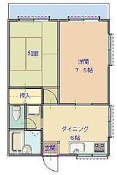 メゾンマキ 1階2DKの間取り