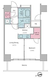 レジディアタワー目黒不動前 1LDKの間取図画像