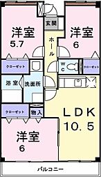 スカイマンション 3LDKの間取図画像