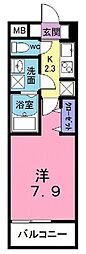 エーデルハイムD 1Kの間取図画像
