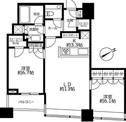 パークコート赤坂 ザ タワー 19階2LDKの間取り