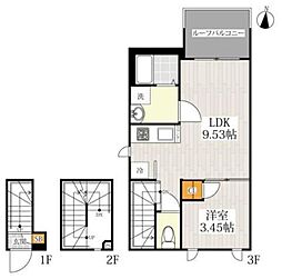 CB町屋ミルト 1LDKの間取図画像