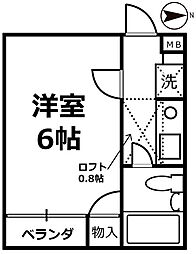 フェリス新松戸 1Kの間取図画像