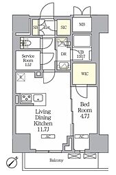 ラティエラ武蔵小山レジデンス 1SLDKの間取図画像