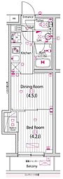 ガーラ・グランディ元住吉 1DKの間取図画像