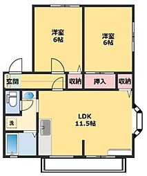 サンライフローレル 2LDKの間取図画像