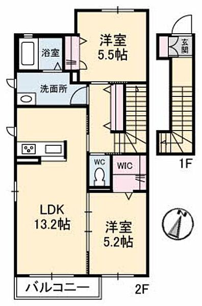 プロヌーブ郡家II 202｜香川県丸亀市郡家町(賃貸アパート2LDK・2階・61.10㎡)の写真 その2