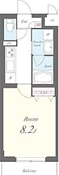 プランドール辻堂 1Kの間取図画像