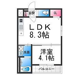 GRAND SUWA 1LDKの間取図画像