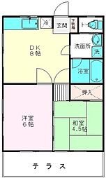 小野ハイツ 2DKの間取図画像