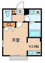 K-神楽坂 1Kの間取図画像