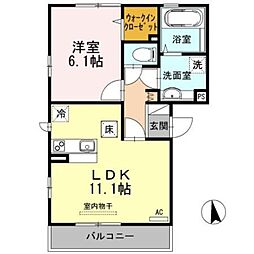 ソレアードS 1LDKの間取図画像