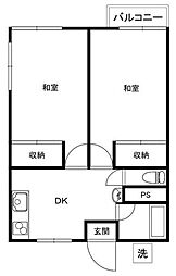 第一ハイム 2DKの間取図画像