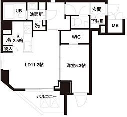 レジディア白金高輪 1LDKの間取図画像
