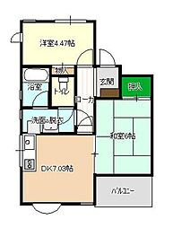 ピュアー 2DKの間取図画像
