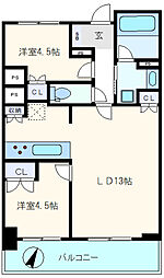 ドゥーエ大宮 2LDKの間取図画像