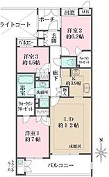 びゅうパルク中野上ノ原 3LDKの間取図画像