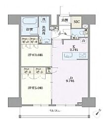 アジールコート塩浜キャナル 2LDKの間取図画像