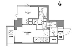 アジールコート浜松町 1DKの間取図画像