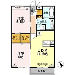 プリマベーラ 3階2LDKの間取り