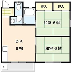 グリーンコーポ 2DKの間取図画像
