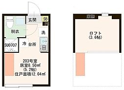 グレイス前野町 2階ワンルームの間取り