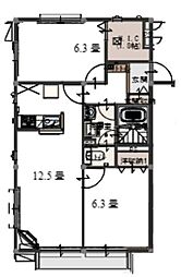 ウィルガーデン 1階2LDKの間取り