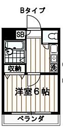 アドニスイースト 1Kの間取図画像
