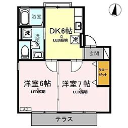タウンコート 2DKの間取図画像