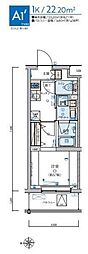 リヴシティ妙蓮寺 1Kの間取図画像