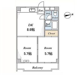 AMENITY栄 2DKの間取図画像