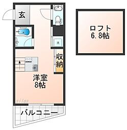 C4Koshieneast ワンルームの間取図画像