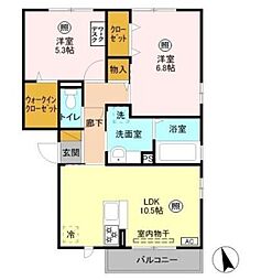 エスペーロ八潮 2LDKの間取図画像